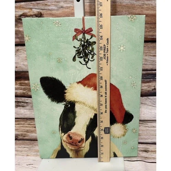 Kirkland Animal Christmas Cow Canvas 16” X 11.5” - Picture 6 of 6